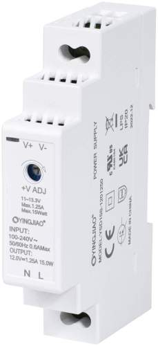 ZASILACZ IMPULSOWY NA SZYNĘ DIN YINGJIAO YSD15S-1201250 12V/15W/1.25A