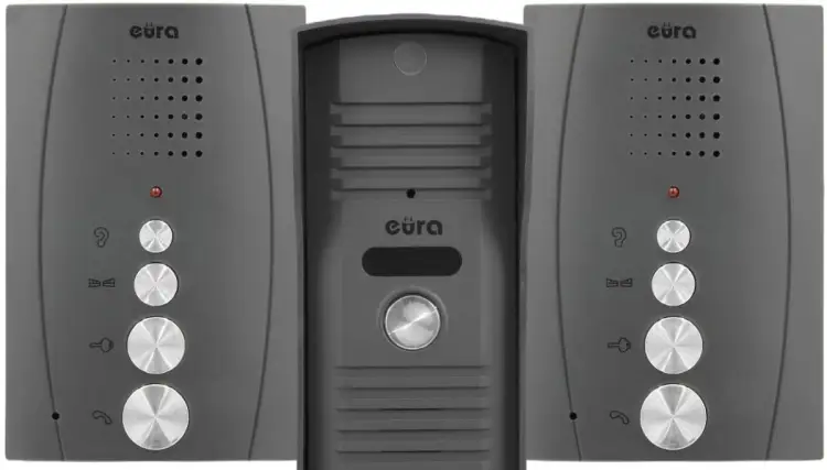 DOMOFON ''EURA'' ADP-51A3 ''DIFESA'' - 1-rodzinny, 2 unifony, interkom, grafit