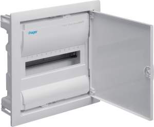 Rozdzielnica podtynkowa z drzwiami metalowymi, 1 rząd, 12 modułów, IP30, HAGER Volta VU12NE