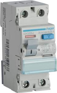 Wyłącznik różnicowoprądowy 1P+N 25A 30mA 6kA AC HAGER CDC225J