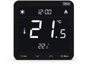 Przewodowy dwustanowy regulator pokojowy podtynkowy czarny ST-297z v3 Tech sterowniki