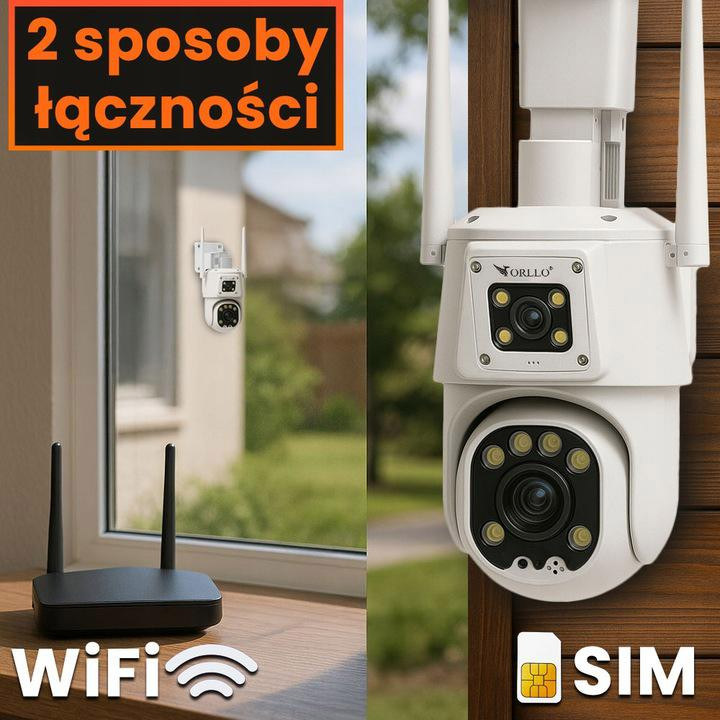 Kamera IP Orllo TZ8 Dual 4MP+4MP 4G SIM LTE Wi-Fi