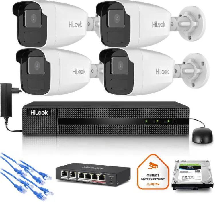 Zestaw monitoringu Hilook 4x kamera IPC-B440H(4mm)(C) z dyskiem 1TB