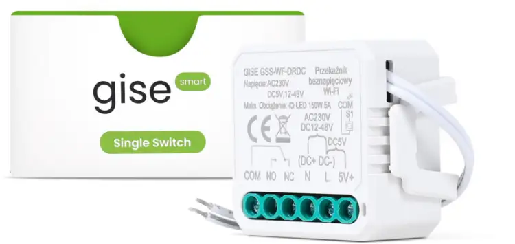 GISE Smart Pojedynczy moduł przekaźnikowy bezpotencjałowy niskonapięciowy WiFi | Tuya | GSS-WF-DRDC
