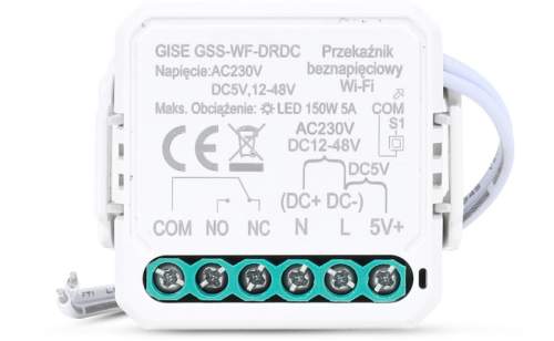 GISE Smart Pojedynczy moduł przekaźnikowy bezpotencjałowy niskonapięciowy WiFi | Tuya | GSS-WF-DRDC