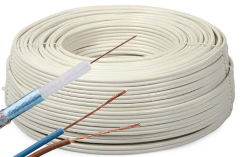 Przewód kabel koncentryczny z zasilaniem do CCTV BIAŁY K60+2x0,5mm2 GETFORT 100m