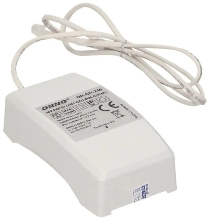 Mikrofalowy czujnik ruchu ORNO OR-CR-246 z zewnętrznym sensorem 360°, IP20 ORNO OR-CR-246