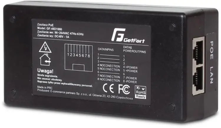 ZASILACZ ADAPTER POE GIGABIT GETFORT GF-48-60W-G
