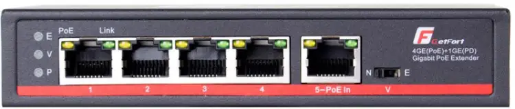 SWITCH POE GETFORT 4GE+1GE 90W (POE-IN)