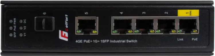 SWITCH POE GETFORT PRZEMYSŁOWY POE 4GE+1GE+1SFP (-40/80)