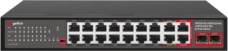 SWITCH POE GETFORT 16FE+2GE+2SFP 240W