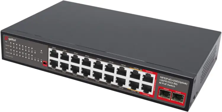 SWITCH POE GETFORT 16FE+2GE+2SFP 240W