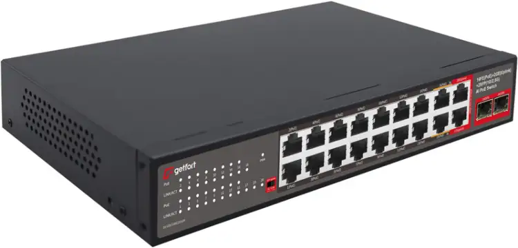 SWITCH POE GETFORT 16FE+2GE+2SFP 240W