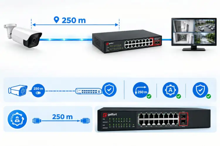 SWITCH POE GETFORT 16FE+2GE+2SFP 240W