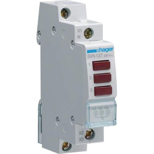 Lampka sygnalizacyjna, 230V AC, 3 x Czerwony LED HAGER SVN127 - zdjęcie produktu 1