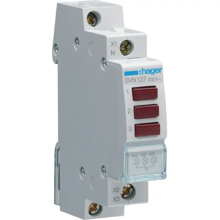 Lampka sygnalizacyjna, 230V AC, 3 x Czerwony LED HAGER SVN127 - zdjęcie produktu 1