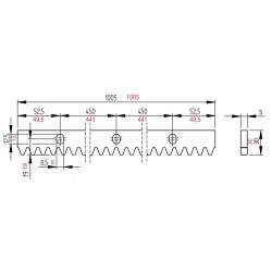 Listwa zębata CAME M4x1000mm - metalowa - Listwa zębata CAME M4 8/1000mm - metalowa - do bram przesuwnych