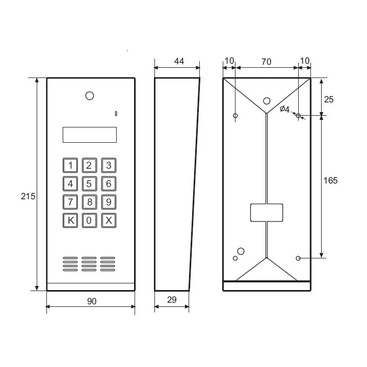 Laskomex CD-2600R audio z czytnikiem kluczy RFID ze stali nierdzewniej, w obudownie natynkowej.