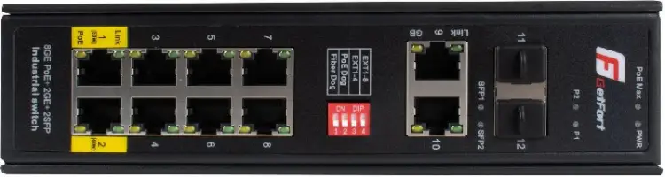SWITCH POE GETFORT PRZEMYSŁOWY POE 8GE+2GE+2SFP (-40/80)