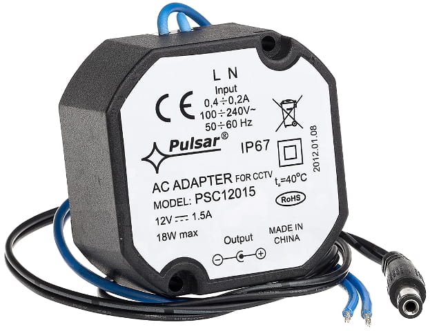 59458ZASILACZ DOPUSZKOWY PULSAR PSC12015 12V/1,5A-2