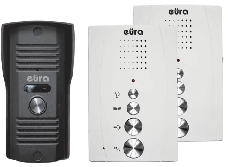 100700DOMOFON ''EURA'' ADP-51A3 ''DIFESA'' - 1-rodzinny, 2 unifony, interkom, biały-1