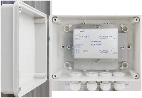 EXTENDER POE (ZEW. 48V) PULSAR EXT-POE4H W OBUDOWIE HERMETYCZNEJ DO 2 KAMER IP