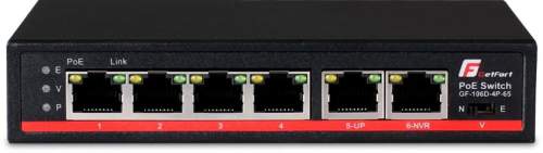 SWITCH POE GETFORT 4FE x POE + 2FE UPLINK 65W
