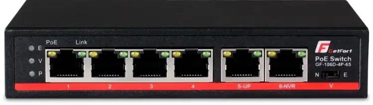 SWITCH POE GETFORT 4FE x POE + 2FE UPLINK 65W