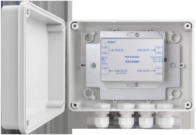 EXTENDER POE PULSAR EXT-POE3H W OBUDOWIE HERMETYCZNEJ DO 3 KAMER IP