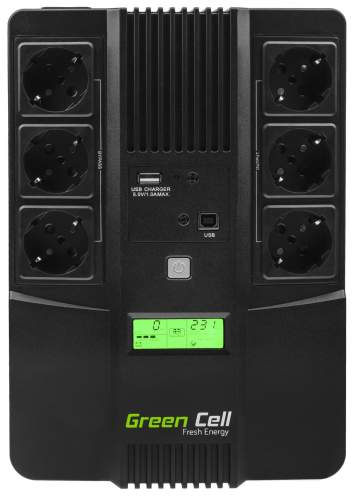 Zasilacz awaryjny UPS Green Cell AiO z wyświetlaczem LCD 600VA 360W GREEN CELL UPS06