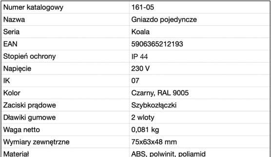 GNIAZDO VG-1 161-01 IP44 BIAŁE KOALA ELKETROINSTALACYJNE NATYNKOWE Z KLAPKĄ VIPLAST