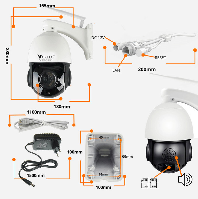 Kamera IP ORLLO Z18 obrotowa zewnętrzna SIM 4MP Kamera IP ORLLO Z18 obrotowa zewnętrzna SIM 4MP