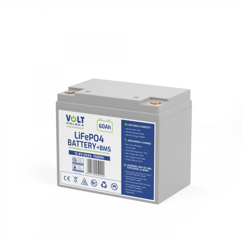 AKUMULATOR VOLT POLSKA LITOWO-ŻELAZOWO-FOSFORANOWY LiFePO4 12V 60Ah 60A AKUMULATOR VOLT POLSKA LITOWO-ŻELAZOWO-FOSFORANOWY LiFePO4 12V 60Ah 60A
