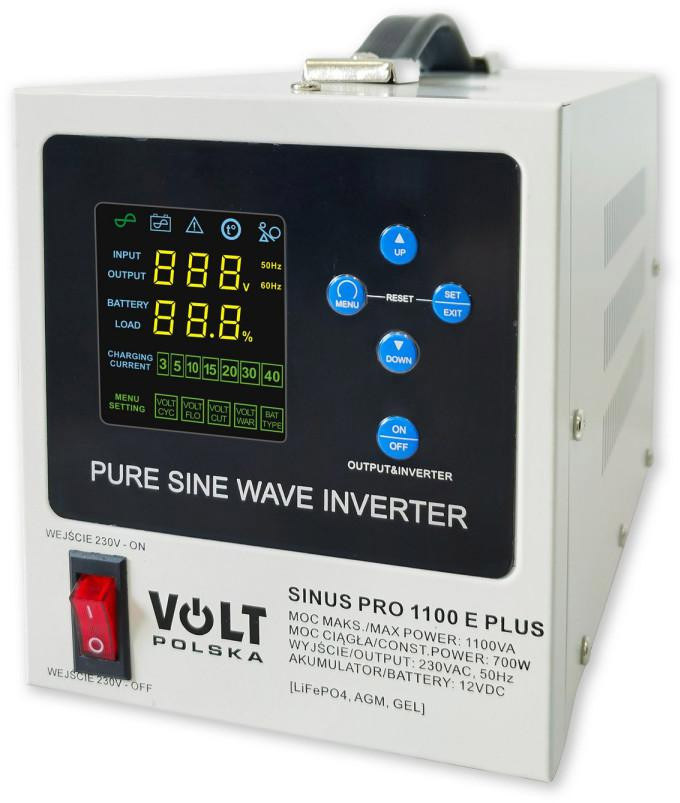 Przetwornica VOLT POLSKA SINUSPRO 1100E PLUS 12/230V (700/1100W) [AGM, GEL, LiFePO4 Przetwornica VOLT POLSKA SINUSPRO 1100E PLUS 12/230V (700/1100W) [AGM, GEL, LiFePO4