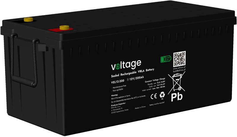 Akumulator AGM Voltage Long Life 12V 200Ah VEL12-200 (Żywotność 15 lat) Akumulator AGM Voltage Long Life 12V 200Ah VEL12-200 (Żywotność 15 lat)