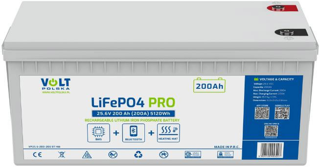Akumulator Volt Polska LiFePO4 PRO 25,6V 200 Ah (200A) BMS BLUETOOTH + MATA Akumulator Volt Polska LiFePO4 PRO 25,6V 200 Ah (200A) BMS BLUETOOTH + MATA