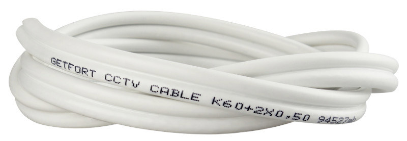 Przewód kabel koncentryczny z zasilaniem do CCTV BIAŁY K60+2x0,5mm2 GETFORT 100m Przewód kabel koncentryczny z zasilaniem do CCTV BIAŁY K60+2x0,5mm2 GETFORT 100m