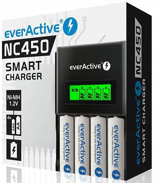Ładowarka procesorowa do akumulatorków AA/AAA everActive NC-450 LCD Ładowarka procesorowa do akumulatorków AA/AAA everActive NC-450 LCD