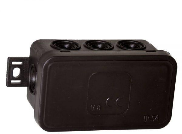 Puszka natynkowa pusta 8 wlotów VIPLAST V8 klik CZARNA IP54 80x45x41mm 038-05 Puszka natynkowa pusta 8 wlotów VIPLAST V8 klik CZARNA IP54 80x45x41mm 038-05