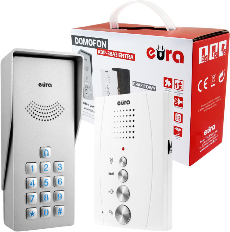 Domofon EURA ADP-38A3 ENTRA bialy Domofon EURA ADP-38A3 ENTRA bialy