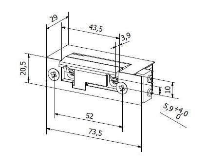 Elektrozaczep BIRA symetryczny ES1-001-KZ 12V AC/DC z kontrolą zamknięcia Elektrozaczep BIRA symetryczny ES1-001-KZ 12V AC/DC z kontrolą zamknięcia