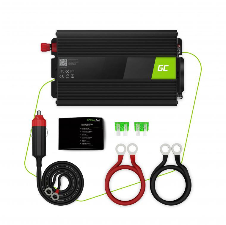 PRZETWORNICA NAPIĘCIA Green Cell 12V / 230V 500W/1000W MODYFIKOWANA SINUSOIDA PRZETWORNICA NAPIĘCIA Green Cell 12V / 230V 500W/1000W MODYFIKOWANA SINUSOIDA