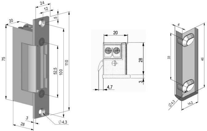 Elektrozaczep symetr., rewers. SCOT ES-S12DC-R PROFI Elektrozaczep symetr., rewers. SCOT ES-S12DC-R PROFI