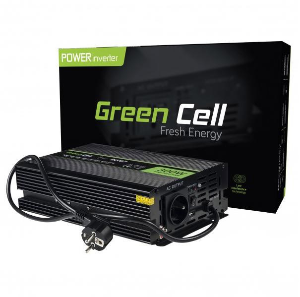 PRZETWORNICA NAPIĘCIA INWERTER Green Cell 12V / 230V 300W/600W CZYSTA SINUSOIDA INV07 PRZETWORNICA NAPIĘCIA INWERTER Green Cell 12V / 230V 300W/600W CZYSTA SINUSOIDA INV07
