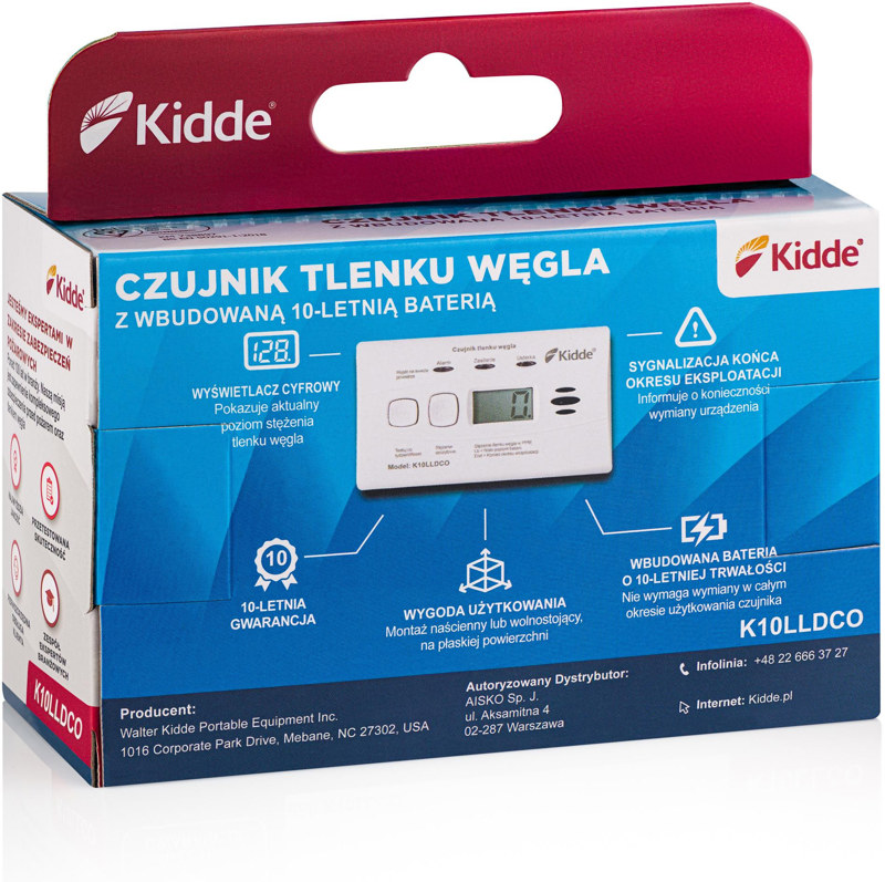 Czujnik czadu z wyświetlaczem Kidde K10LLDCO Czujnik czadu z wyświetlaczem Kidde K10LLDCO