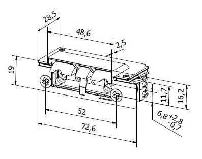 Elektrozaczep HARTTE XS12R-C seria XS 12V rewersyjny z wyślizgiem Elektrozaczep HARTTE XS12R-C seria XS 12V rewersyjny z wyślizgiem