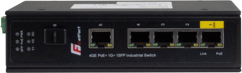 SWITCH POE GETFORT PRZEMYSŁOWY POE 4GE+1GE+1SFP (-40/80)
