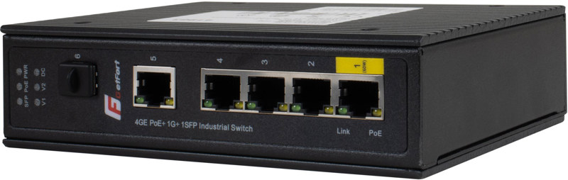 SWITCH POE GETFORT PRZEMYSŁOWY POE 4GE+1GE+1SFP (-40/80)