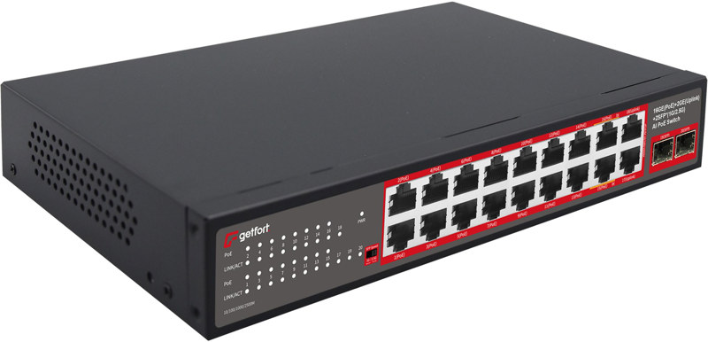 SWITCH POE GETFORT 16GE+2GE+2SFP 240W SWITCH POE GETFORT 16GE+2GE+2SFP 240W