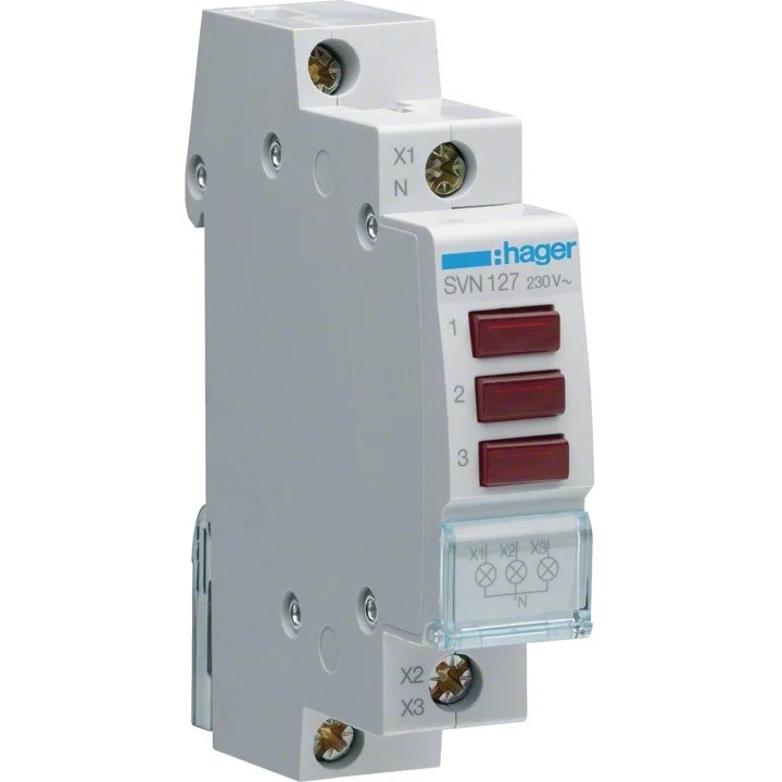 Lampka sygnalizacyjna, 230V AC, 3 x Czerwony LED HAGER SVN127